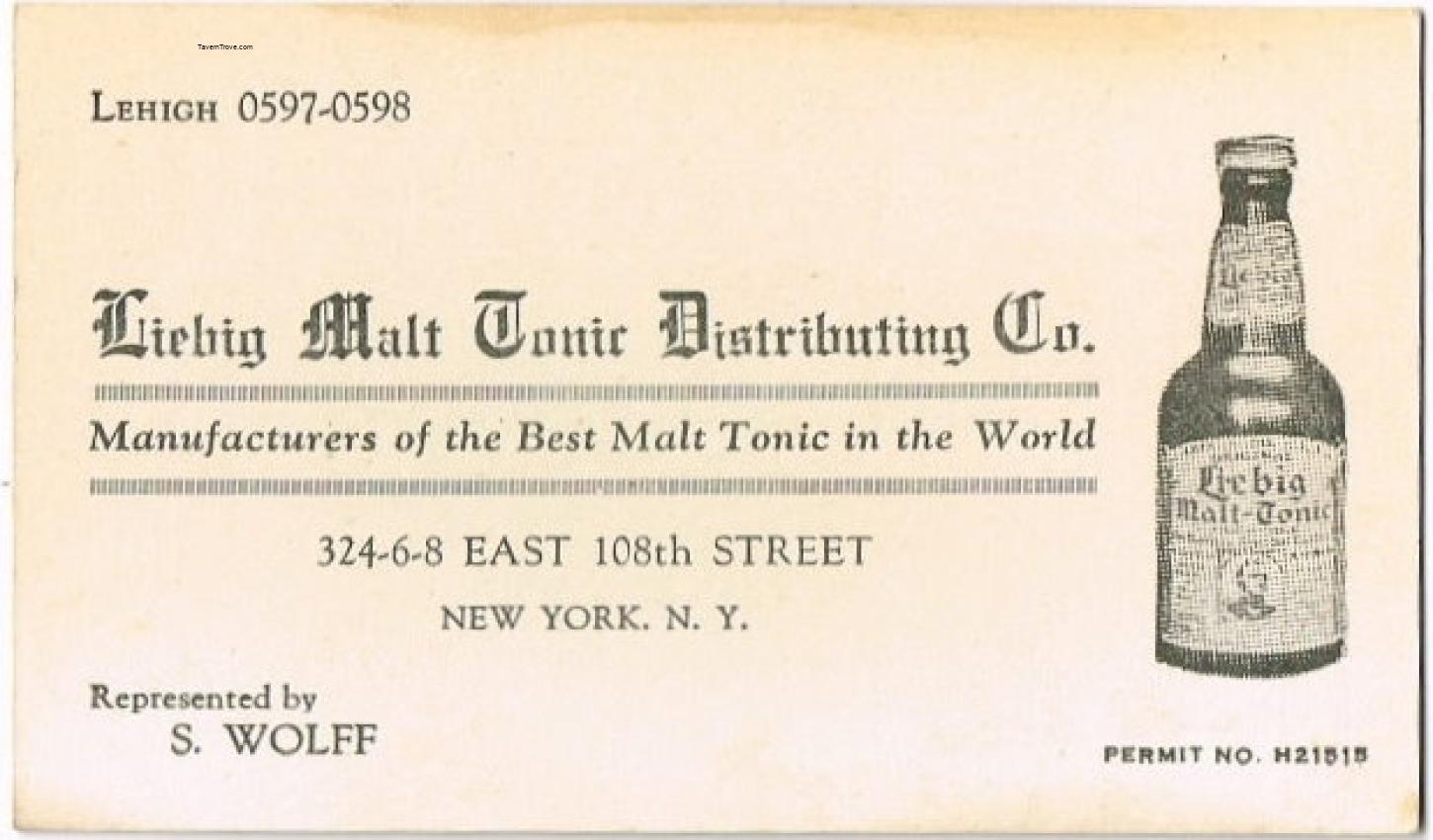 Liebig Malt Tonic Distributing Co. S. Wolf