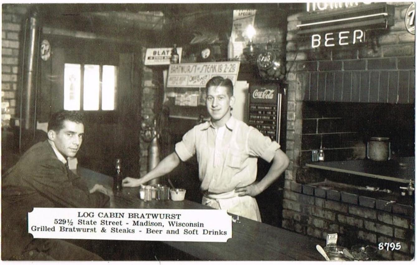 Log Cabin Bratwurst Interior Blatz Hamm's 7up Signs Madison Wisconsin