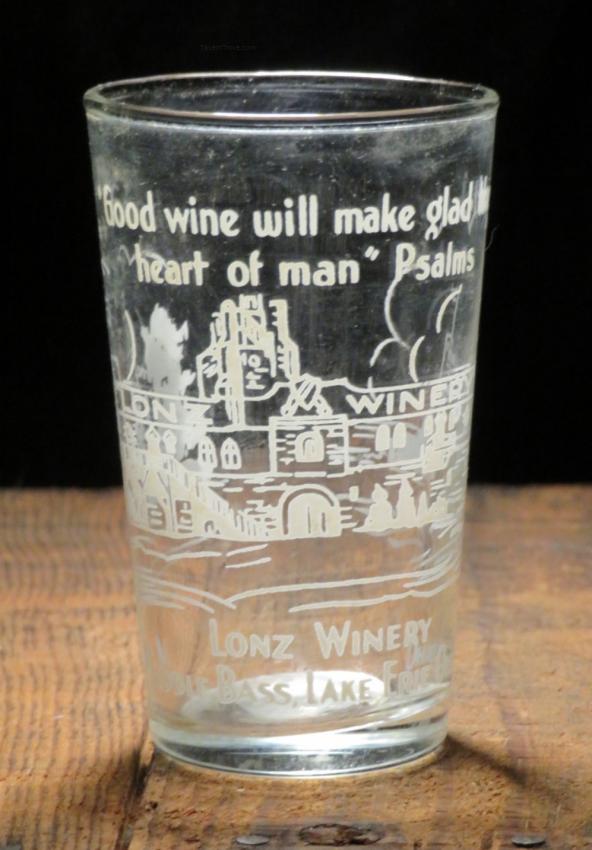 Lonz Winery 3½ Inch ACL Glass Middle Bass, Lake Erie Ohio