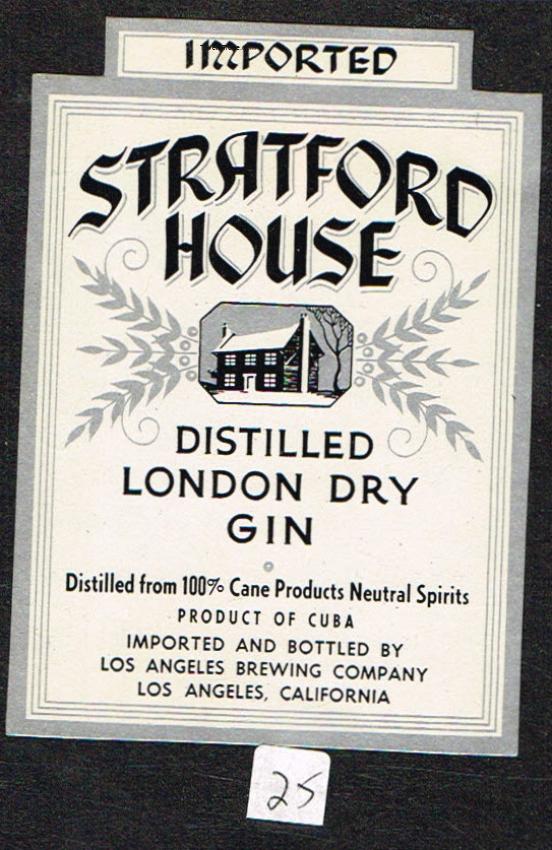 Los Angeles Brewing Co Stratford House Gin Label