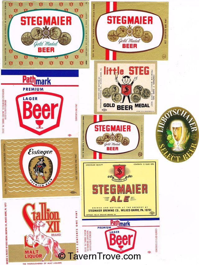 Lot of 10 Unused 1950s-60s Stegmaier Beer Labels