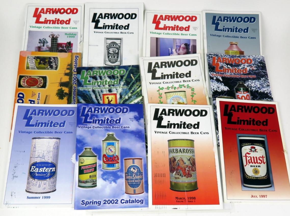 Lot of 12 Larwood Limited Beer Can Price Guides