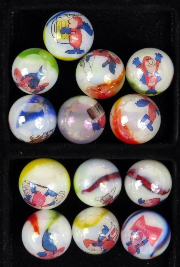 Lot of 13 Budweiser Bud Man Marbles