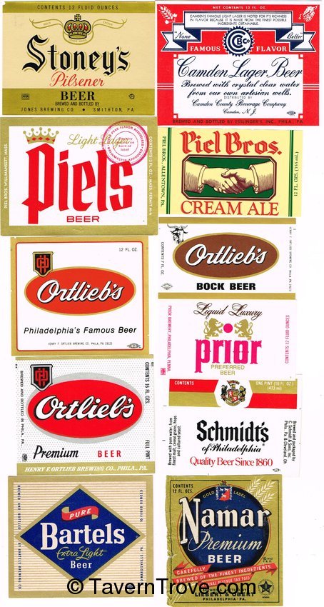 Lot of 18 Unused 1940s-60s Beer Labels