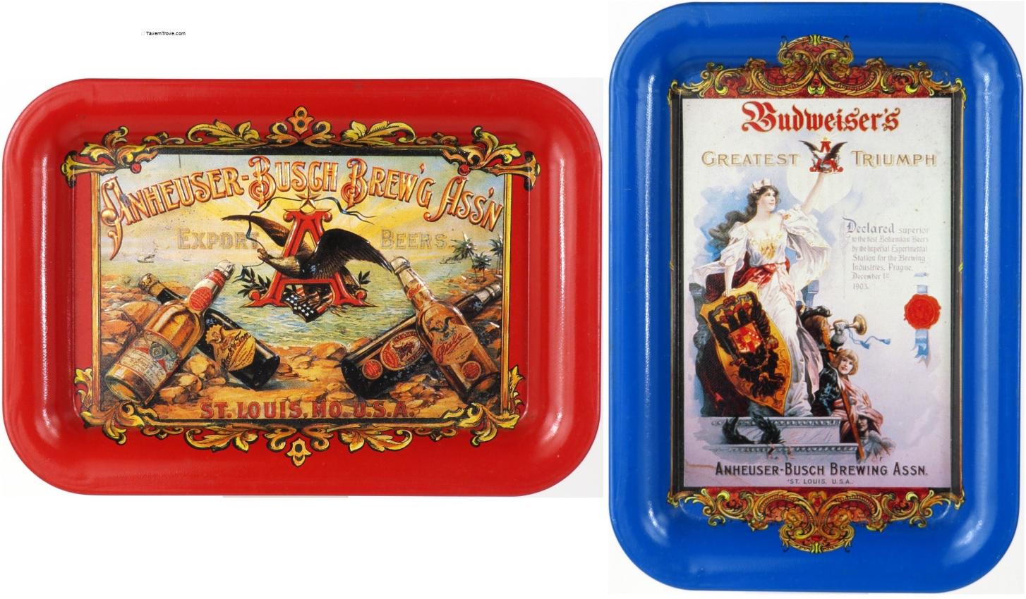 Lot of 2 Anheuser-Busch Retro Tip Trays