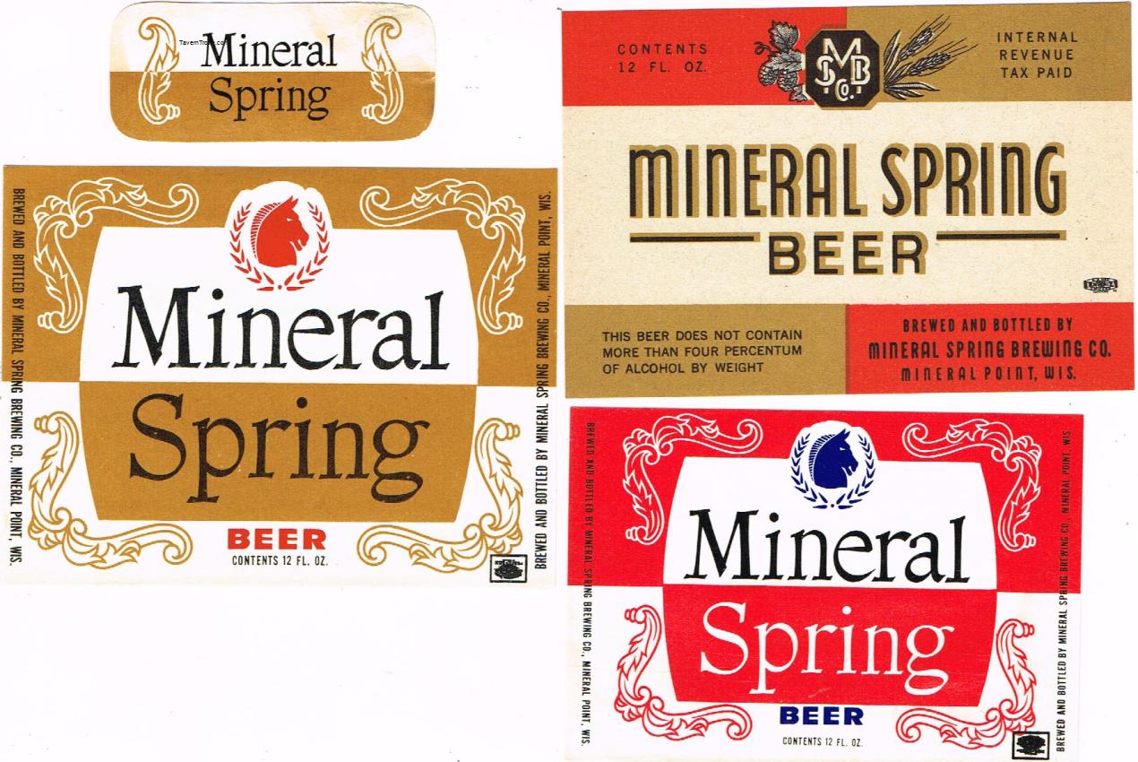 Lot of 4 Mineral Spring Beer Labels