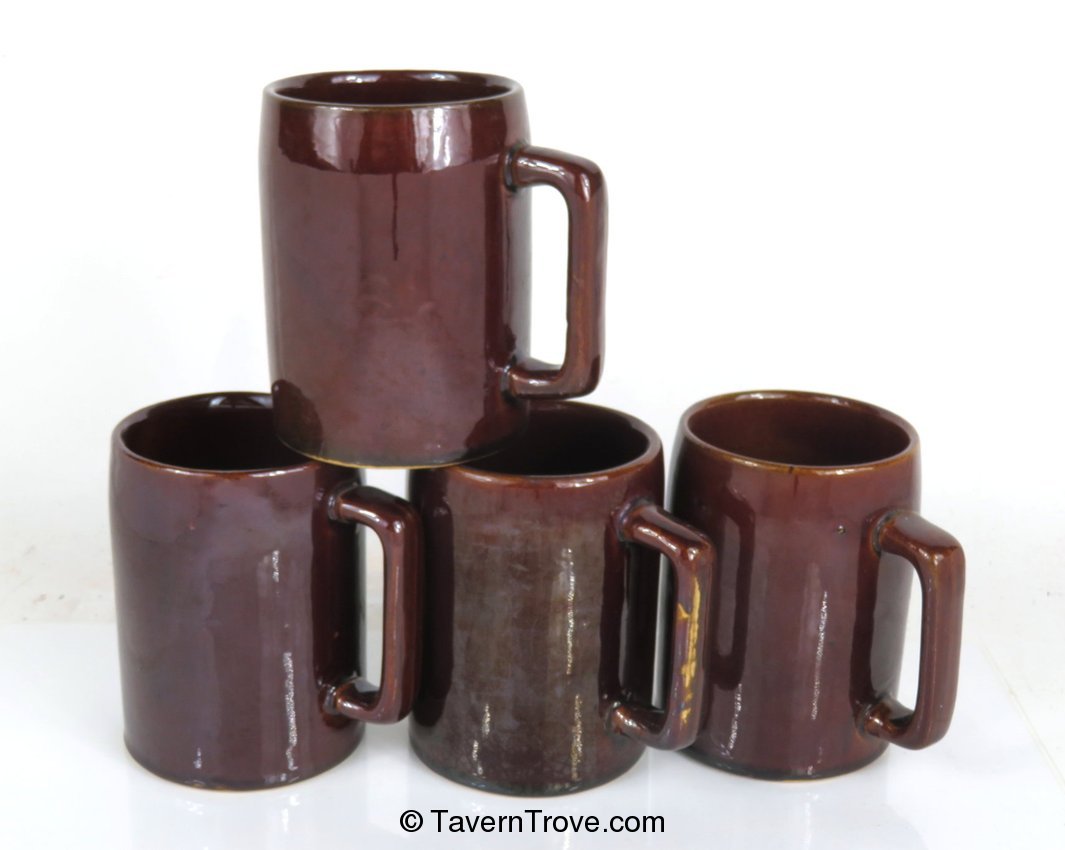 Lot of 4 Simple Brown Pabst Breweries Tavern Mugs