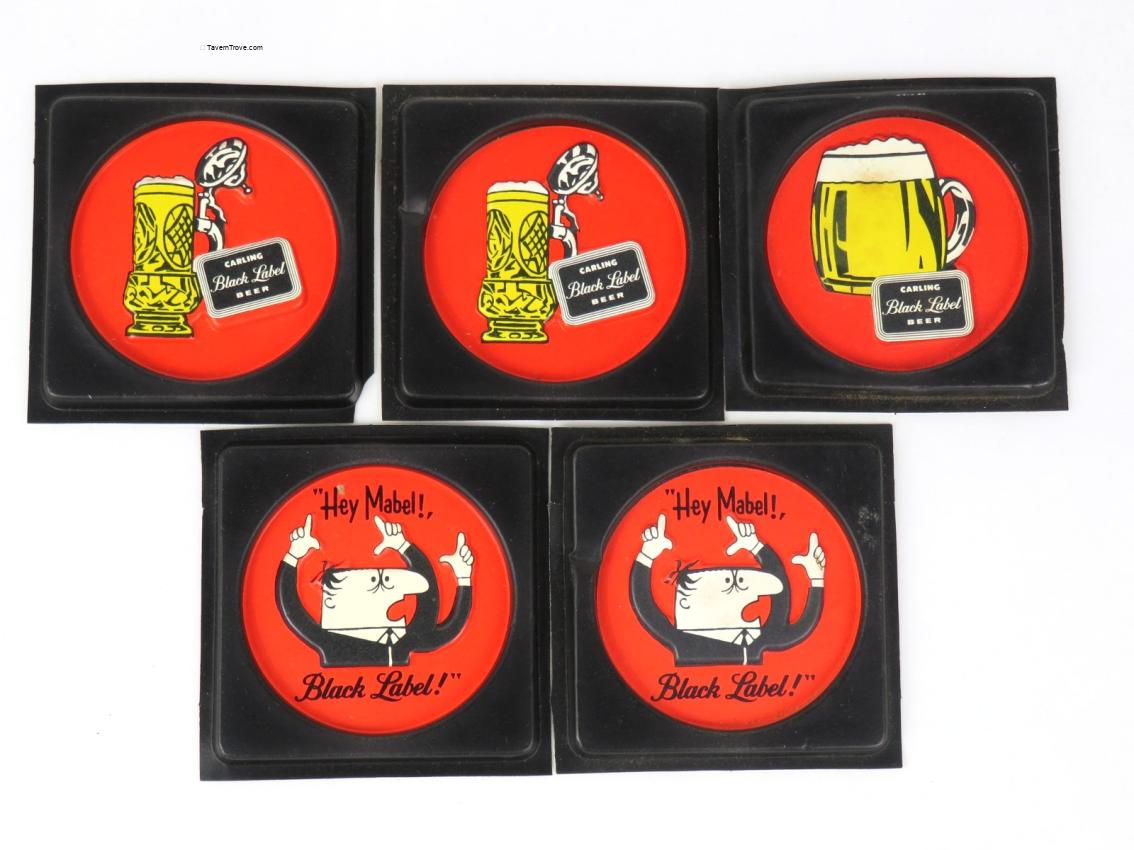 Lot of 5 Carling Black Label Beer Vacu-form Coasters