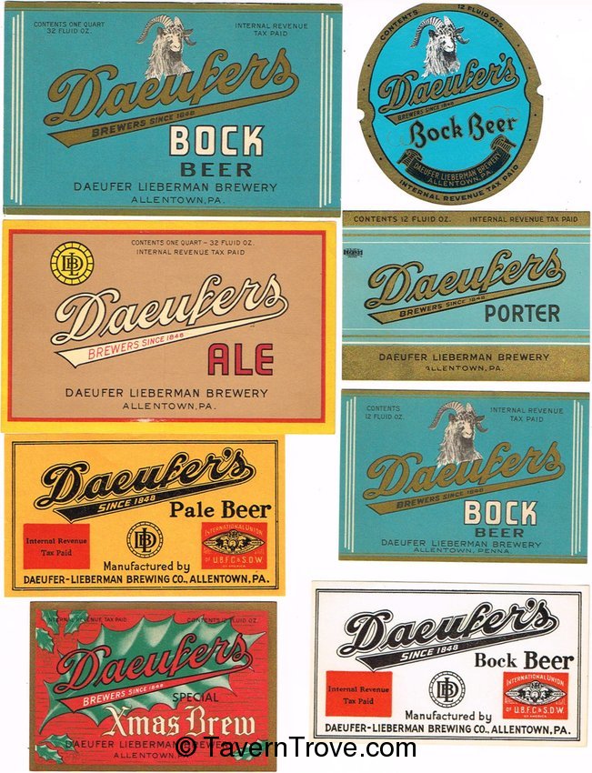 Lot of 8 1930s Daeufer-Liebermann Beer Labels