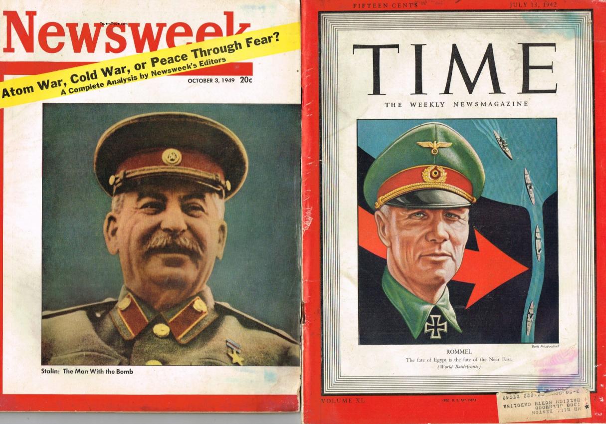 Lot of Eleven Newsweek Time Liberty Infantry Journal Magazines Rommel Truman Stalin