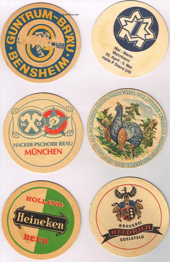 Lot of SIX 4-Inch Coasters Heldrich Guntrum Brau Beer