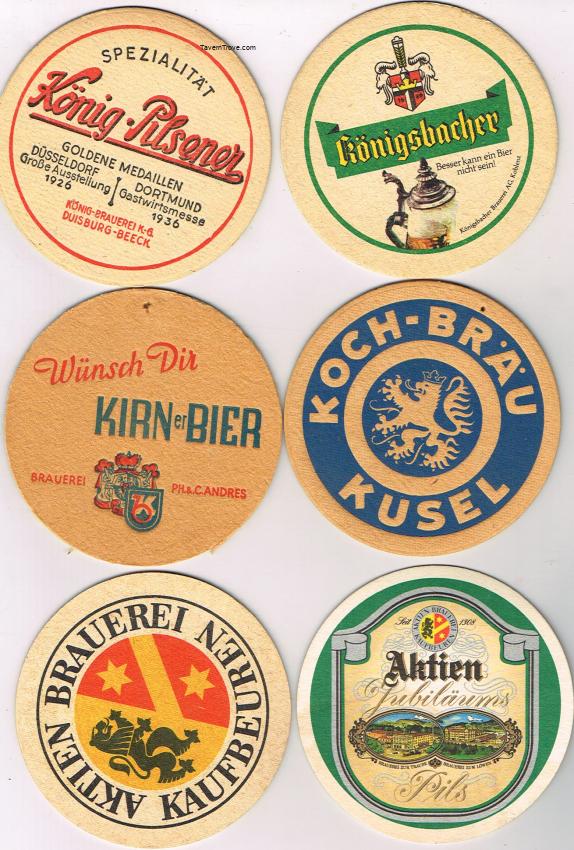 Lot of SIX 4-Inch Coasters Koch-Brau Kusel Aktien Kaufbeuren Beer