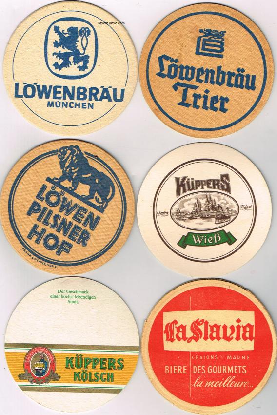 Lot of SIX 4-Inch Coasters Kuppers Weiss Kolsch La Slavia Beer