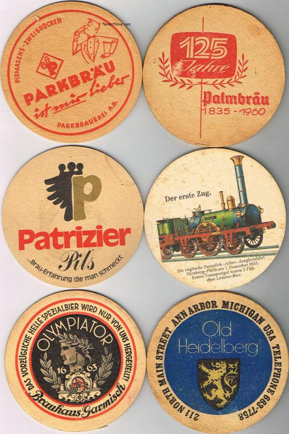 Lot of SIX 4-Inch Coasters Olympiator Garmisch Parkbrau Patrizer Beer