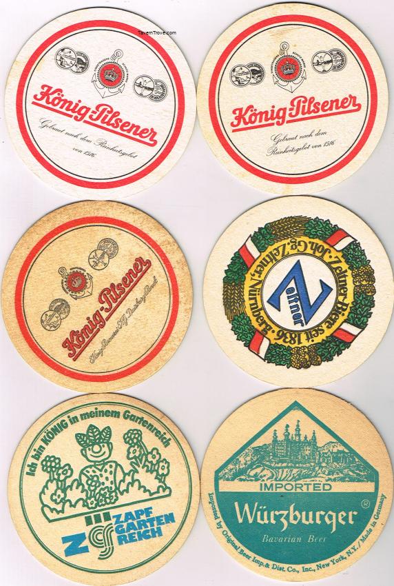 Lot of SIX 4-Inch Coasters Konig Pilsner Zeltner Beer