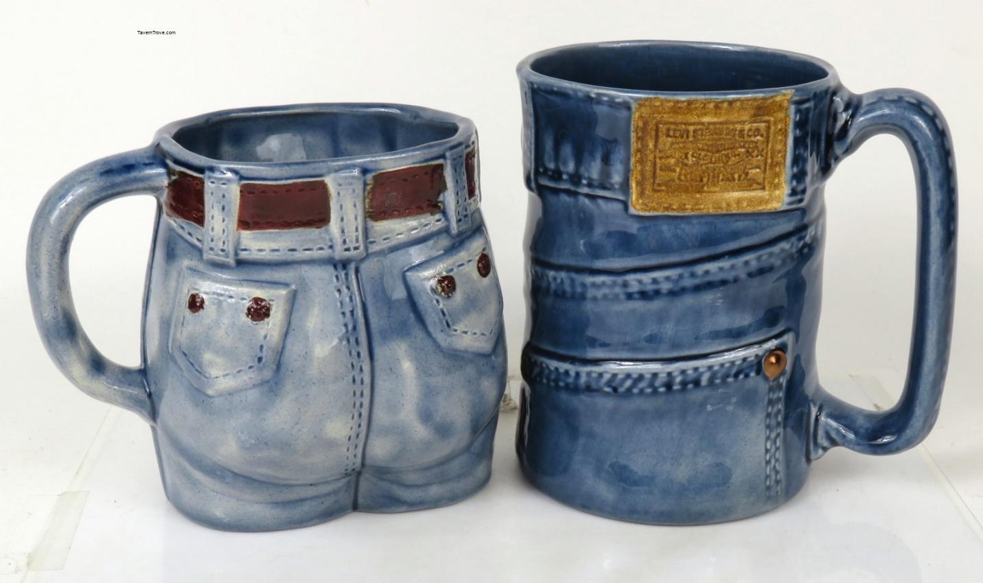 Lot of TWO Men's and Woman's Levi's Blue Jeans Mugs
