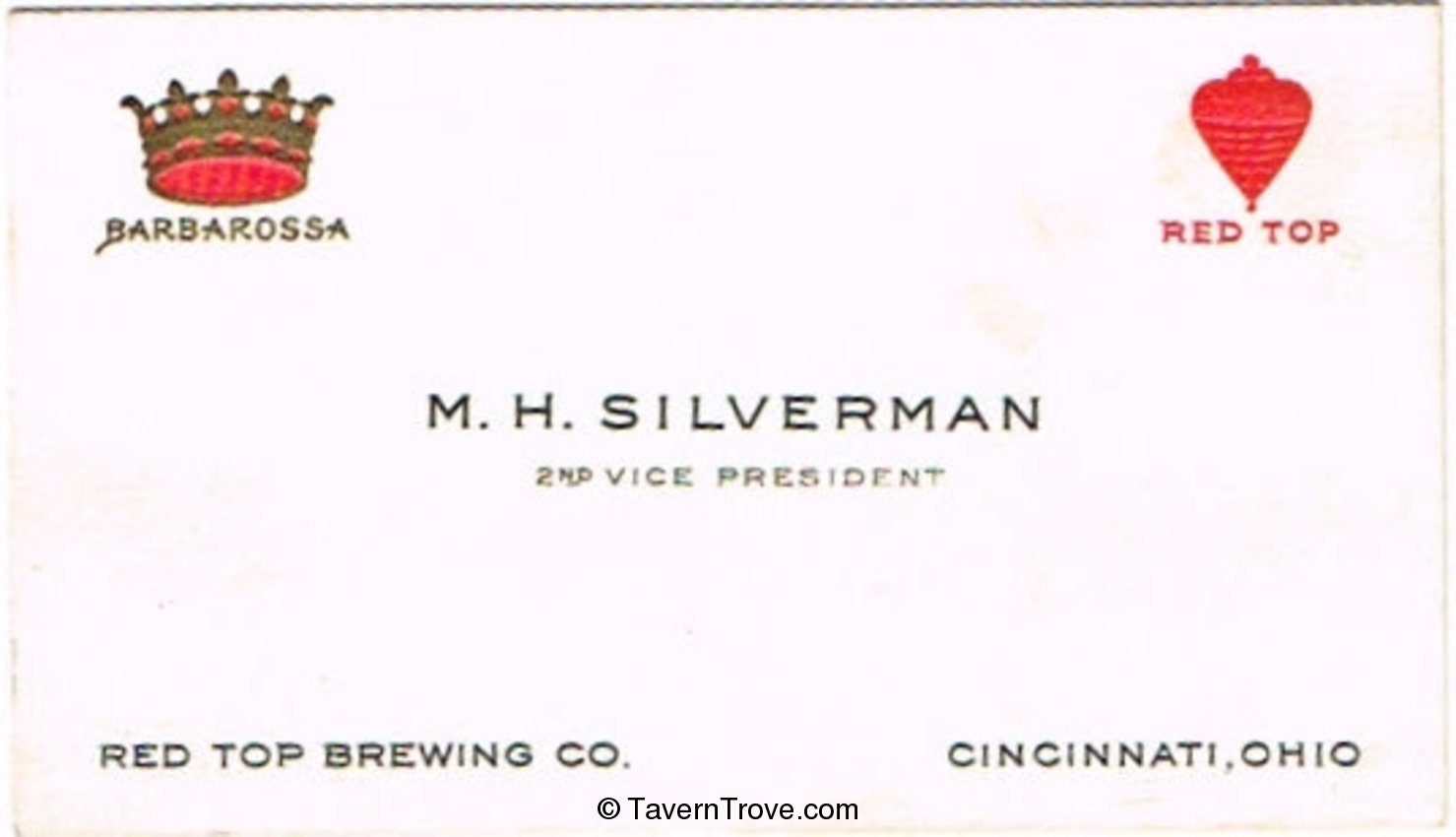 Barbarossa/Red Top Beer - M. H. Silverman, Vice President
