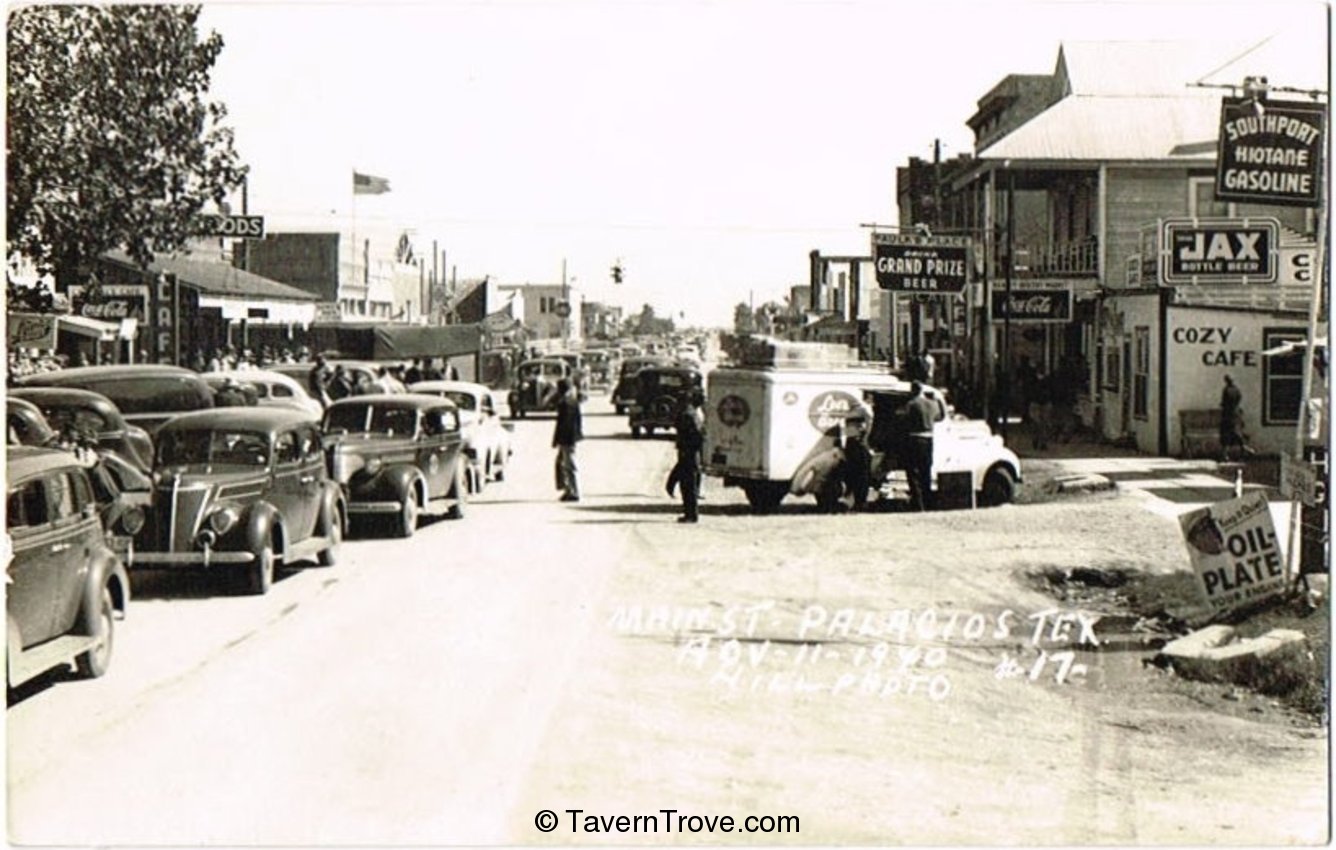 Grand Prize Beer/Jax Beer/Coca Cola Signs on Main Street, Palacios, Texas