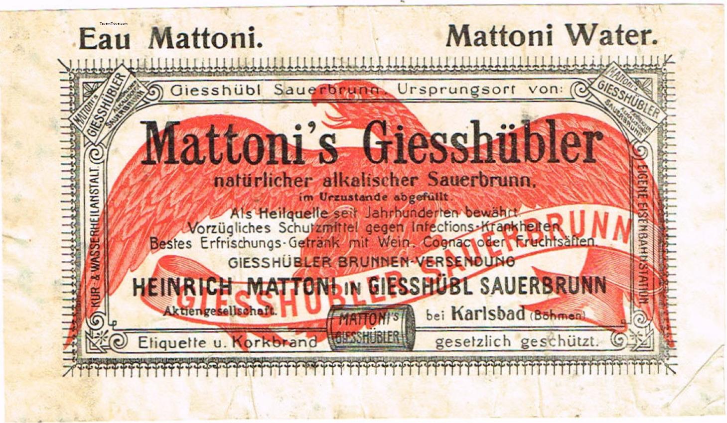 Mattoni's Giesshubler Table Water Karlsbad Germany