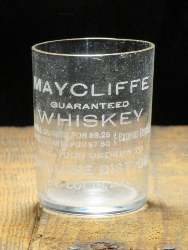Maycliffe Whiskey Etched Shot Glass St Louis Missouri