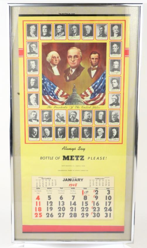 Metz Beer American Presidents Framed