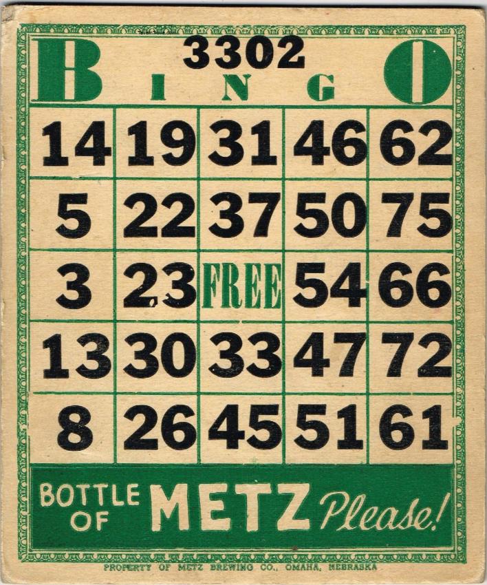 Metz Beer Bingo Card