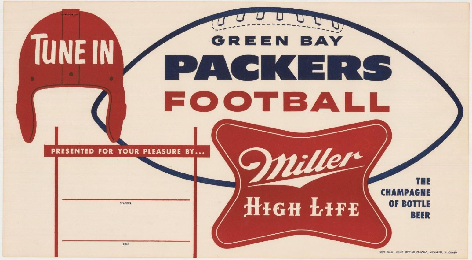 Miller Beer Green Bay Packers Football Radio