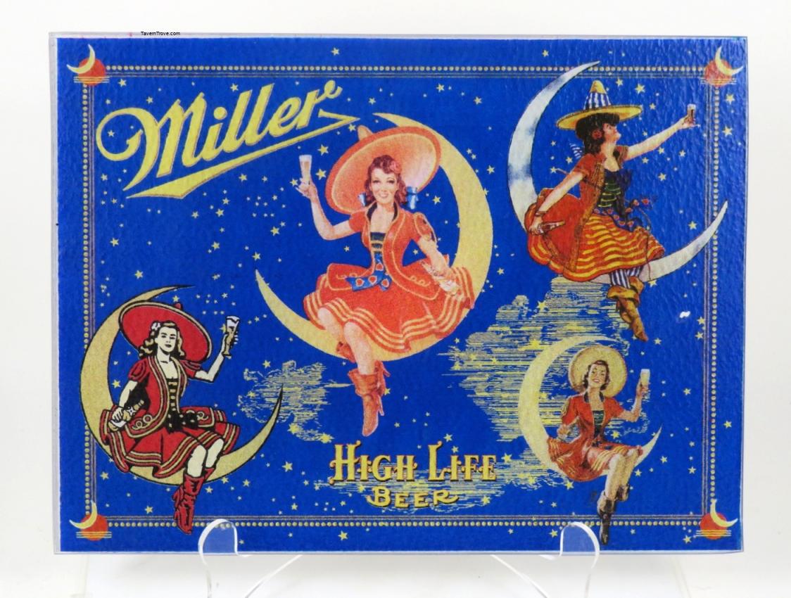 Miller High Life Beer Girl in the Moon 9 x 12