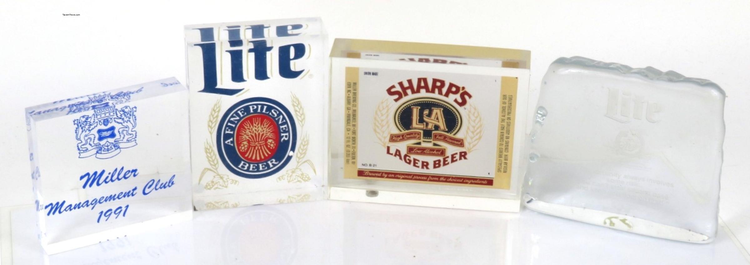 Miller/Miller Lite Beer Paperweights Lot of Four