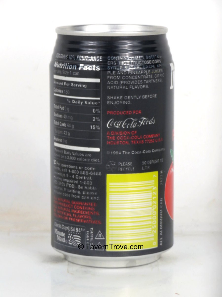 Item 101085 1994 Minute Maid Fruit Punch World Cup 12oz Can Coca Cola