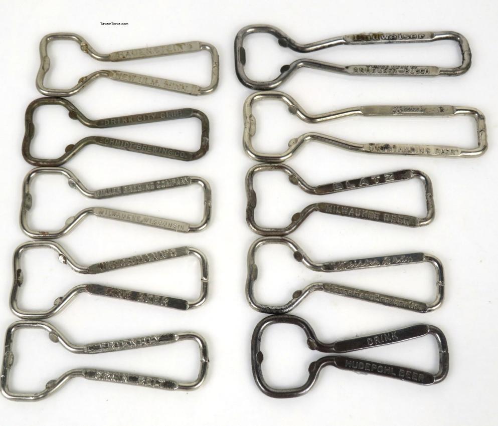 Misc. Lot of Ten Beer Wire Bottle Openers lot #1