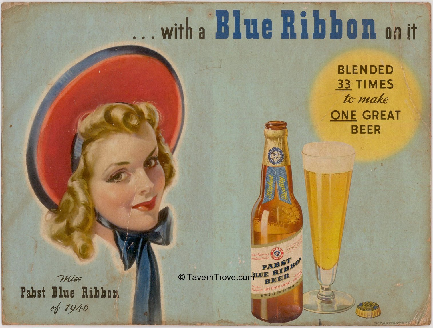 Item #98400 1940 Miss Pabst Blue Ribbon 1940 Sign
