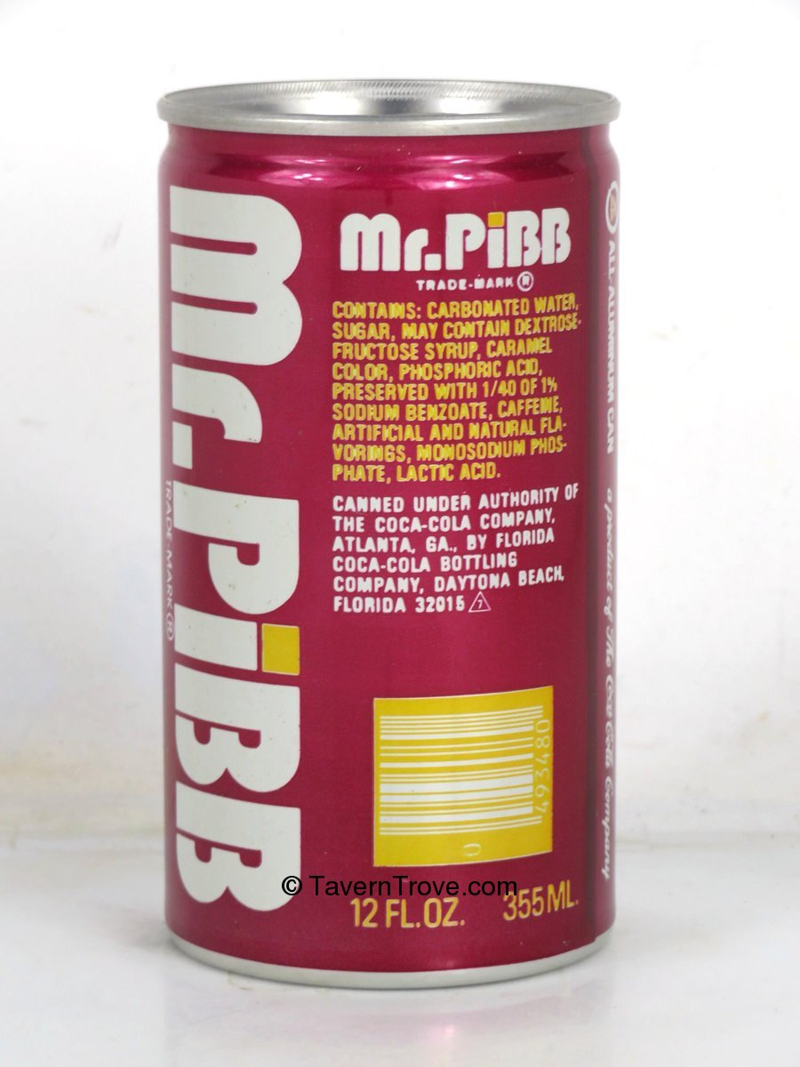 Item 101017 1976 Mr Pibb 12oz Can Daytona Beach Florida Tab Top Can