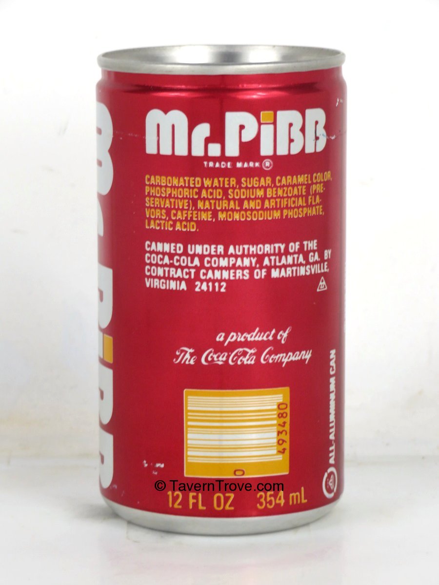 Item 101016 1976 Mr Pibb 12oz Can Martinsville VA Tab Top Can