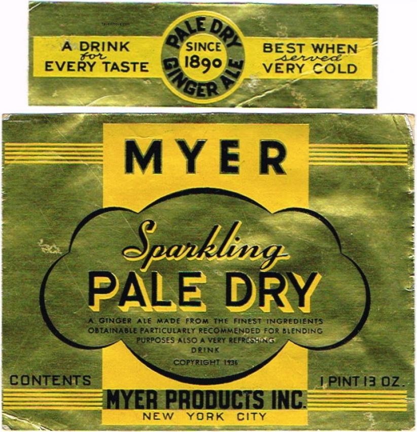 Myer Pale Dry Ginger Ale New York
