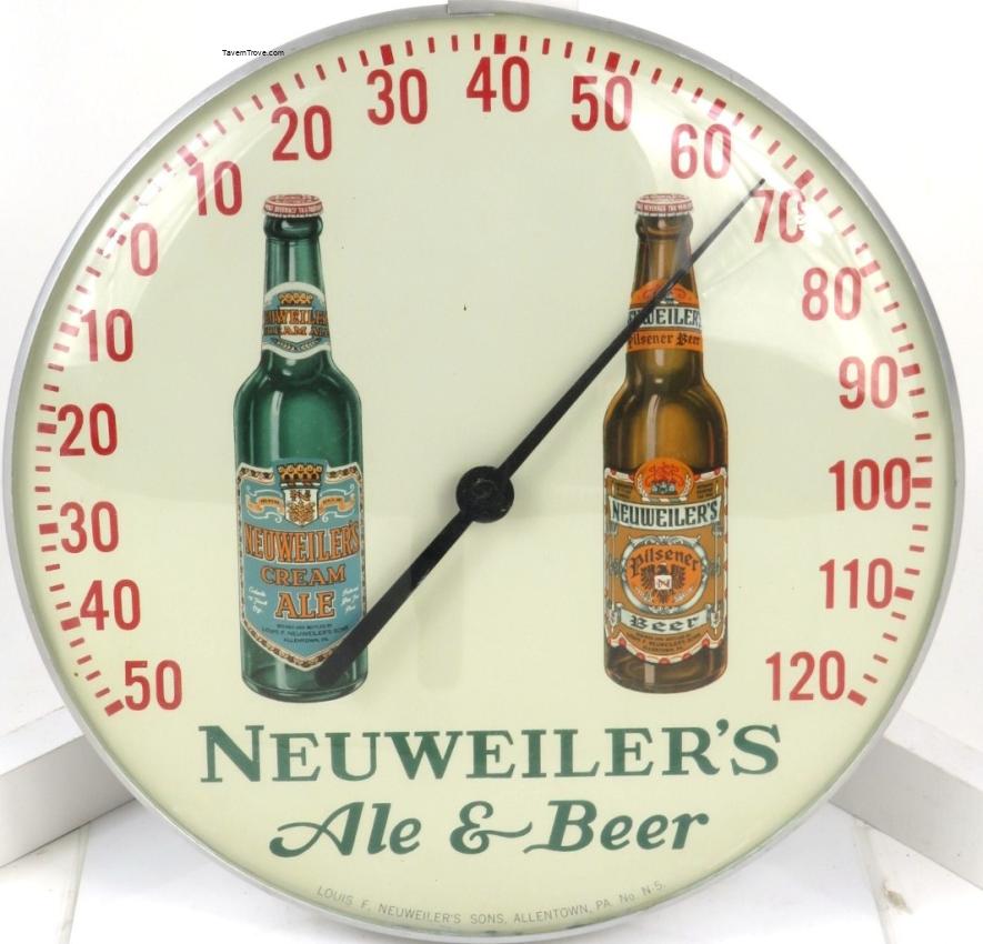 Neuweiler's Ale & Beer Glass-Faced Thermometer