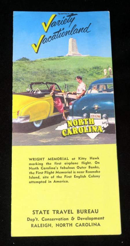 North Carolina Travel Brochure Variety Vacationland