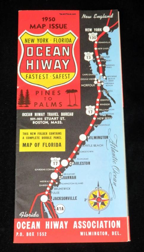 Ocean Highway Hiway Map plus Florida