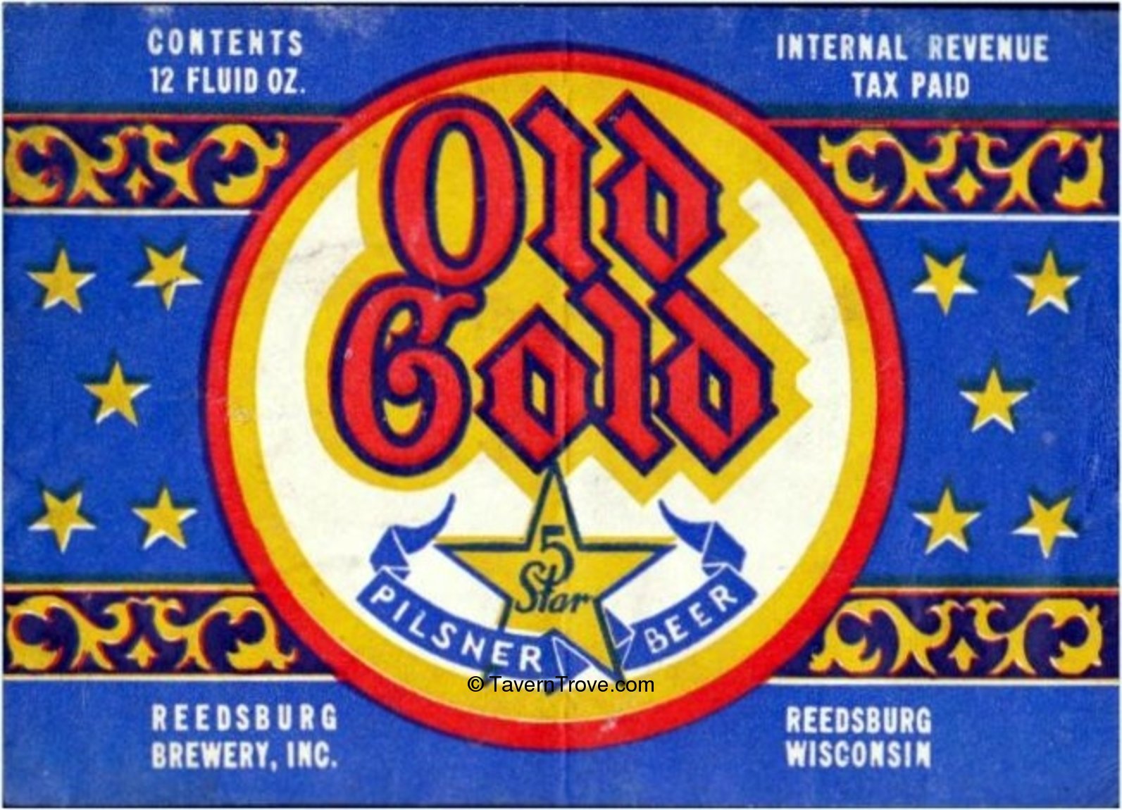 Item 60491 1940 Old Gold 5 Star Pilsner Beer Label WI42907