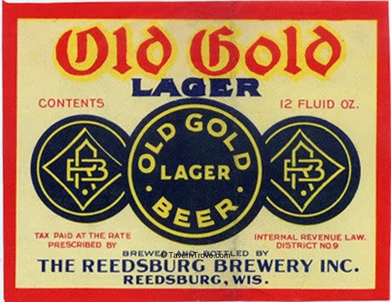 Item 49699 1934 Old Gold Lager Beer Label WI429x Unpictured