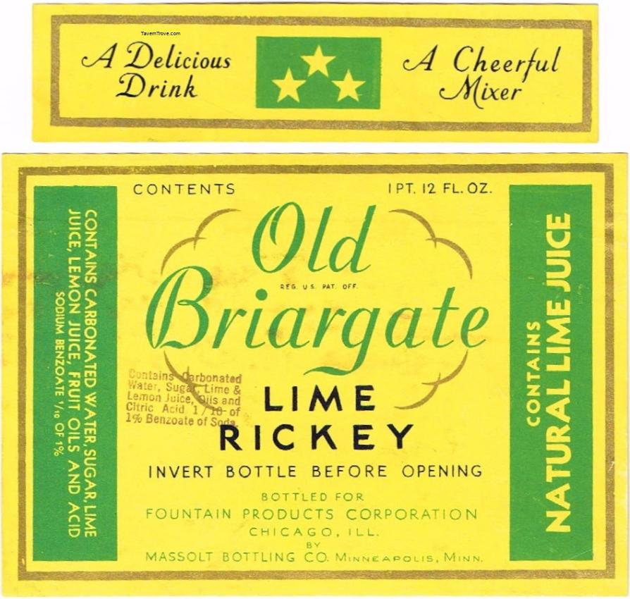 Old Briargate Lime Rickey Massolt Minneapolis Minnesota 28oz