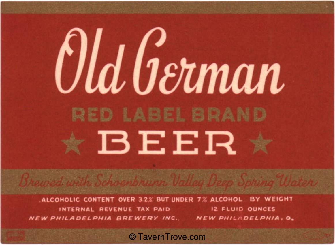Old German Red Label Brand Beer
