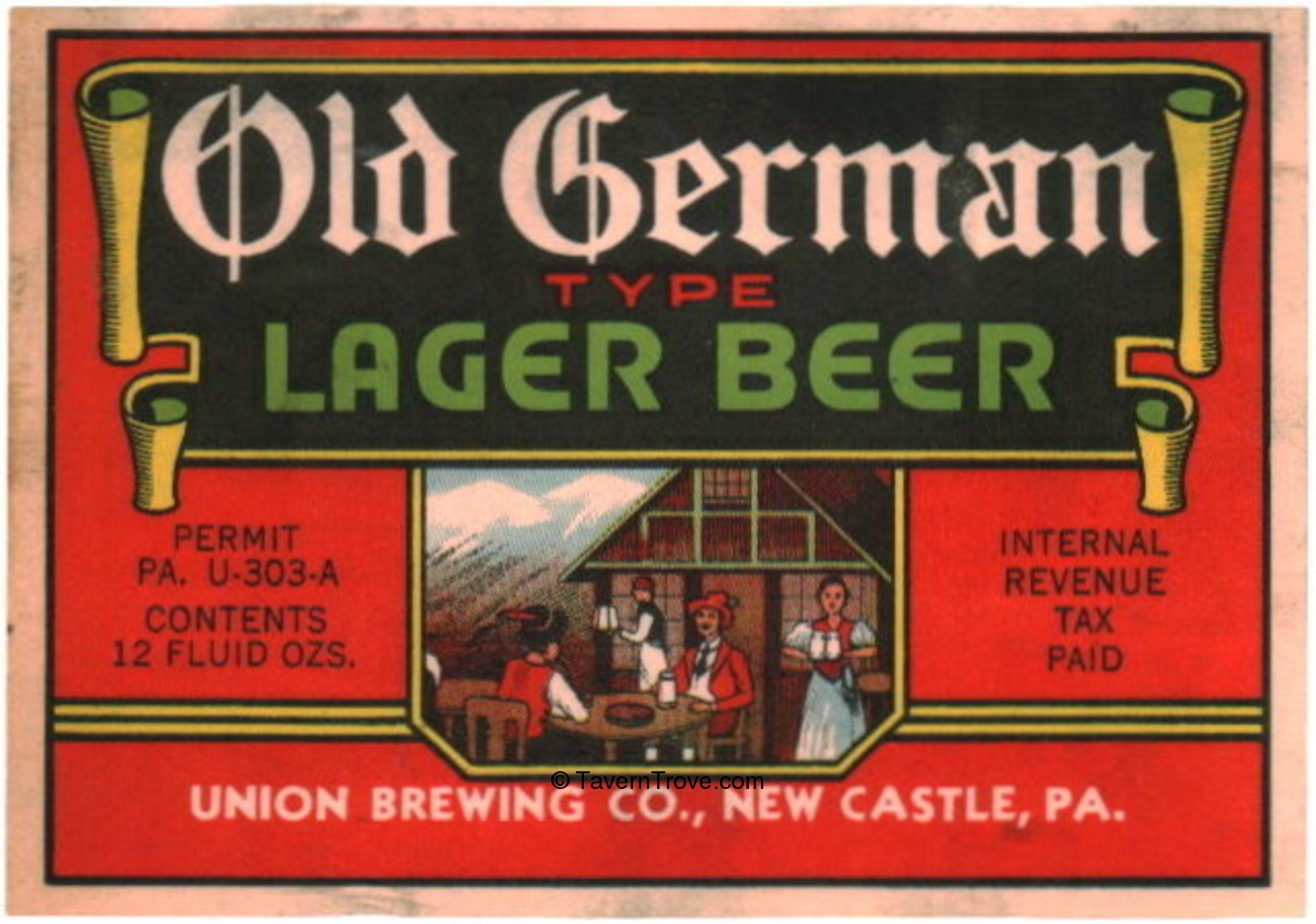 Item 82172 1933 Old German Type Lager Beer Label PA5724V