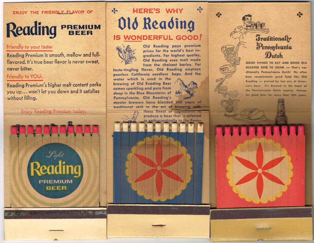 Old Reading Beer Giant Feature Matchbook Lot of Three