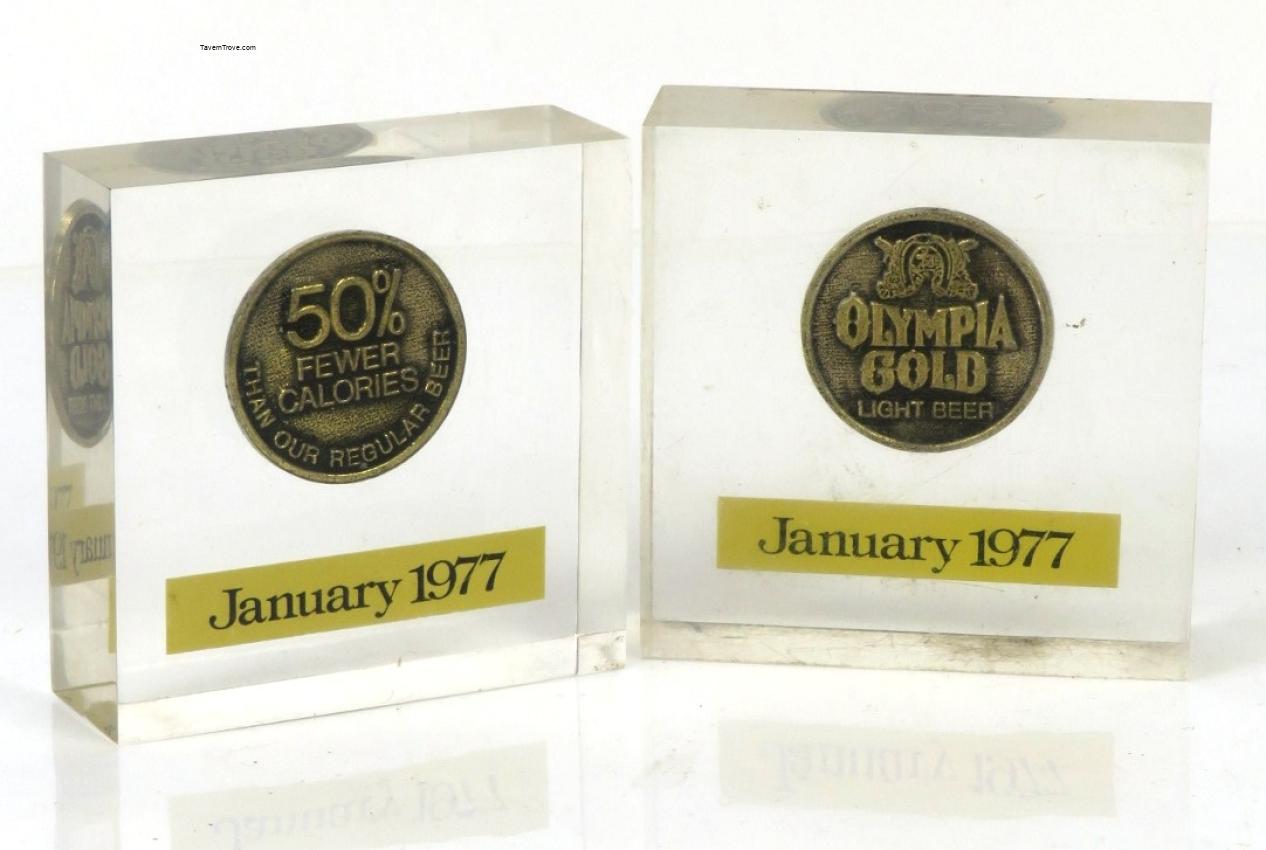 Olympia Gold Beer Acrylic Lot of TWO