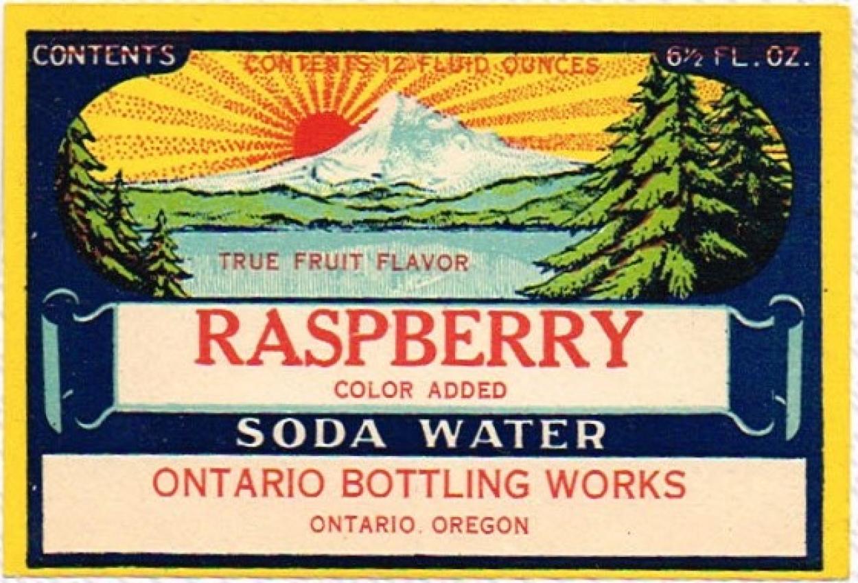 Ontario Bottling Works Raspberry Soda Water Oregon 12oz