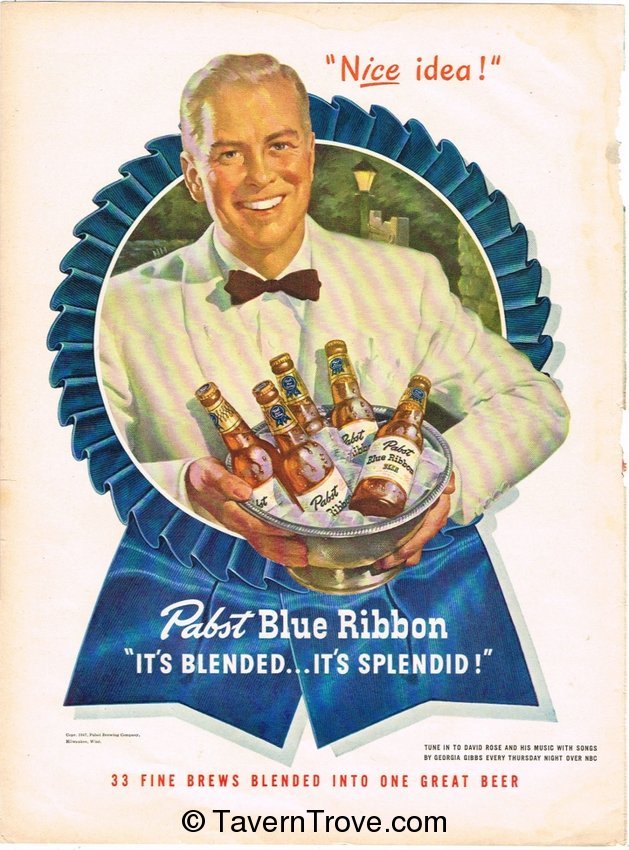 Pabst Blue Ribbon Beer splendid