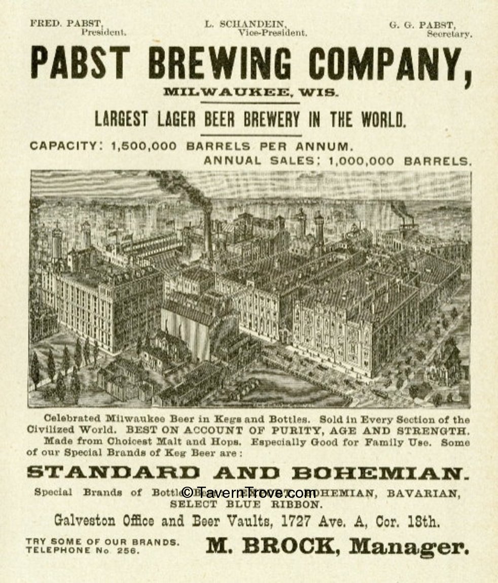 Item 41478 1893 Pabst Brewing Company Paper Ad