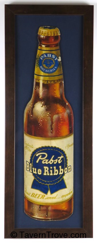 Pabst Blue Ribbon Beer Die Cut Cardboard Bottle Sign