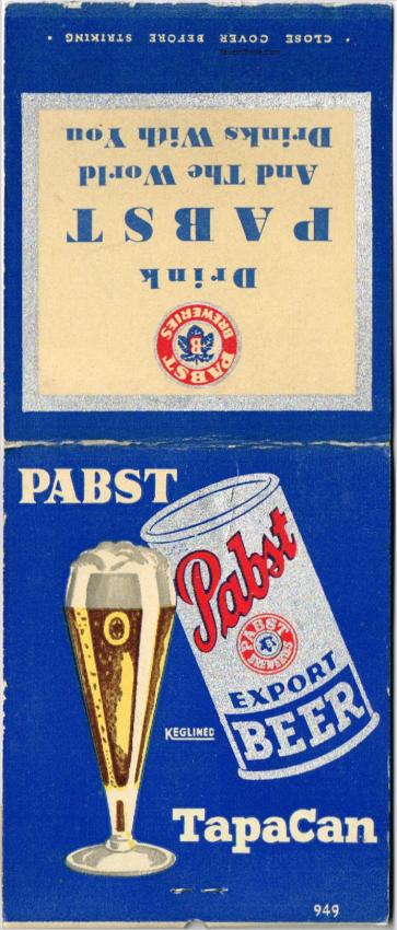 Pabst Blue Ribbon Beer Giant Feature Matchcover